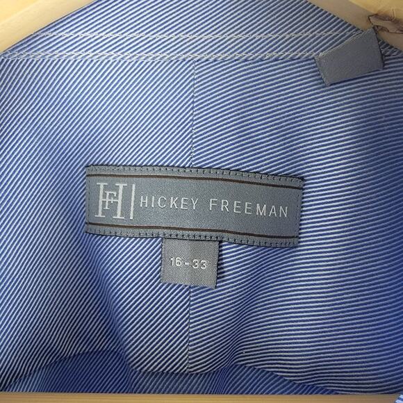 Hickey Freeman Button Down Dress Shirt Long Sleeve Blue Size 16 - Picture 4 of 5